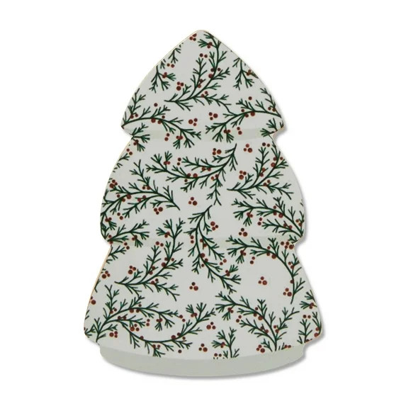 Wood Tree Christmas Tabletop Decoration, Green and White, 6", by Holiday Time | Walmart (US)