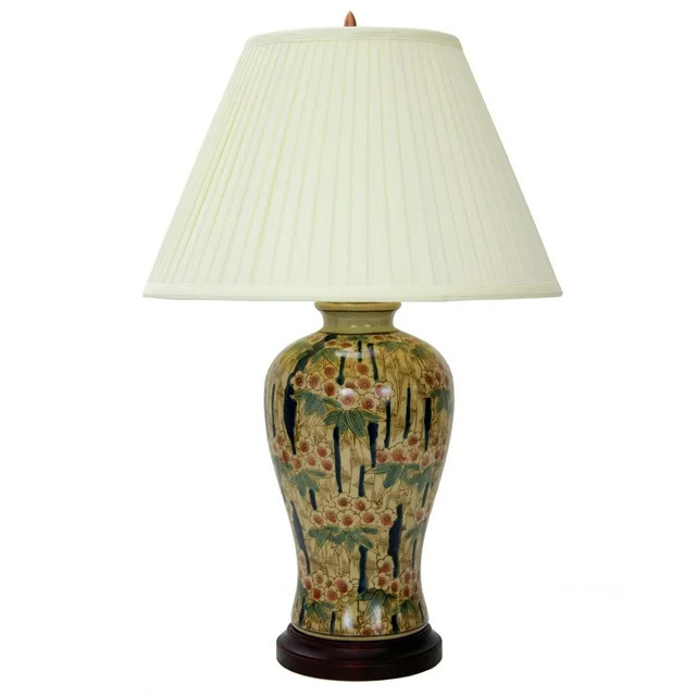 Oriental Furniture 25" Glazed Bamboo Blossom Vase Lamp | Walmart (US)