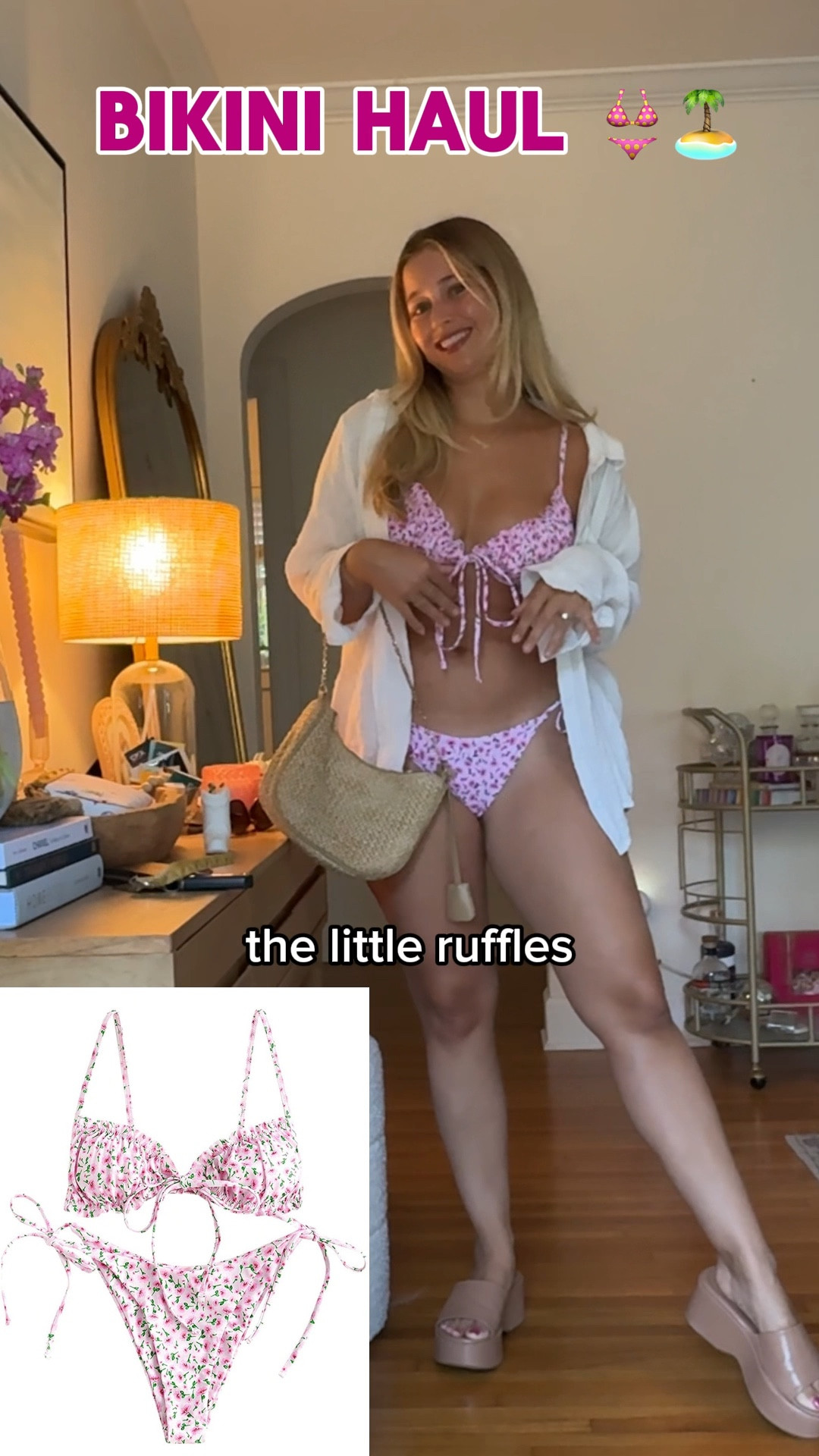 Summer bikini haul! Pink ditsy floral bikini can tie multiple ways 

#LTKSwim