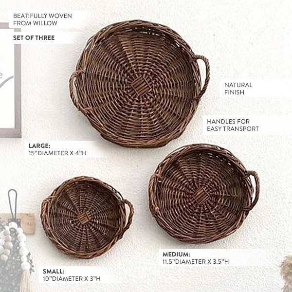 Round Willow Trays, Set of 3 | Decor Steals