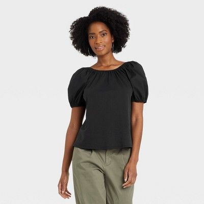 Women's Puff Short Sleeve Tie-Back Top - A New Day™ | Target