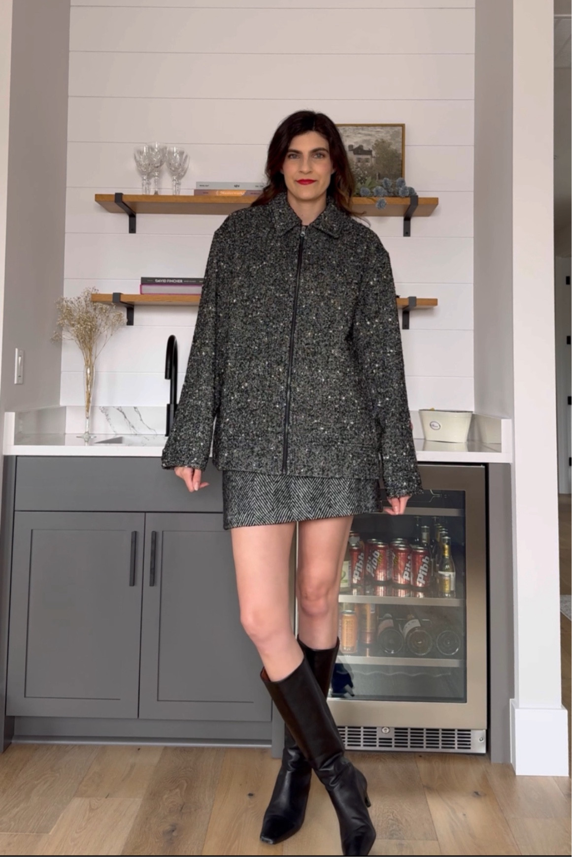 Tall herringbone mini skirt and jacket for fall and winter. 

#LTKFindsUnder100 #LTKFindsUnder50 #LTKSaleAlert