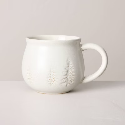 14oz Christmas Trees Stoneware Mug Cream - Hearth & Hand™ with Magnolia | Target
