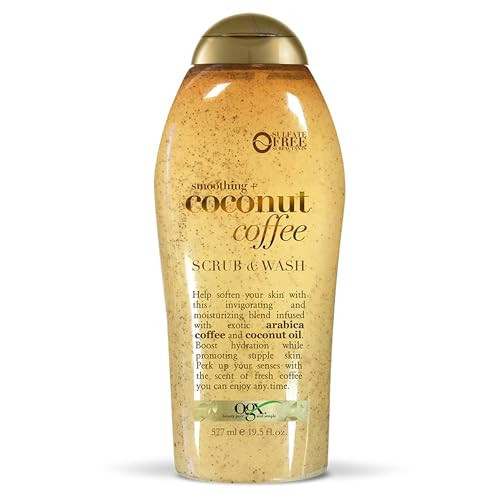OGX Smoothing + Coconut Coffee Exfoliating Body Scrub with Arabica Coffee & Coconut Oil, Moisturizing Body Wash for Dry Skin, Paraben-Free with Sulfate-Free Surfactants, 19.5 Fl Oz | Amazon (US)
