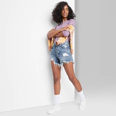 Women's High-Rise Frayed Hem Jean Shorts - Wild Fable™ | Target