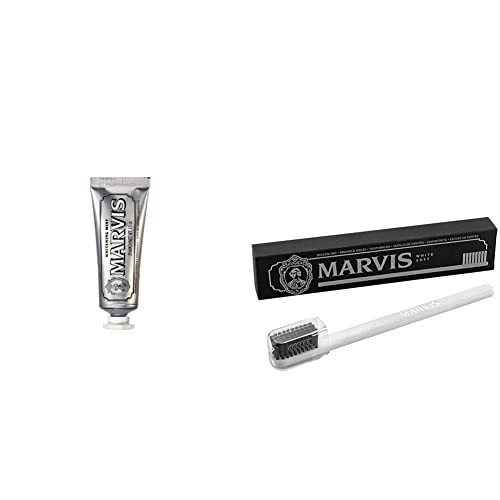 Marvis TSA Approved Whitening Mint Toothpaste, 1.3 oz & Soft Toothbrush | Amazon (US)