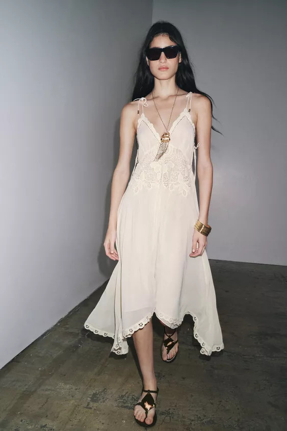 ZW COLLECTION ASYMMETRIC CROCHET DRESS | Zara US