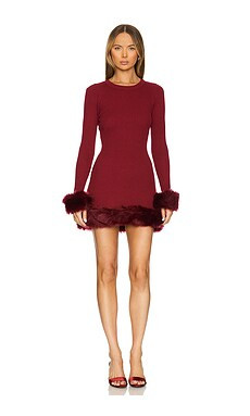 Show Me Your Mumu Fran Dress With Faux Fur Trim in Cranberry Rib from Revolve.com | Revolve Clothing (Global)