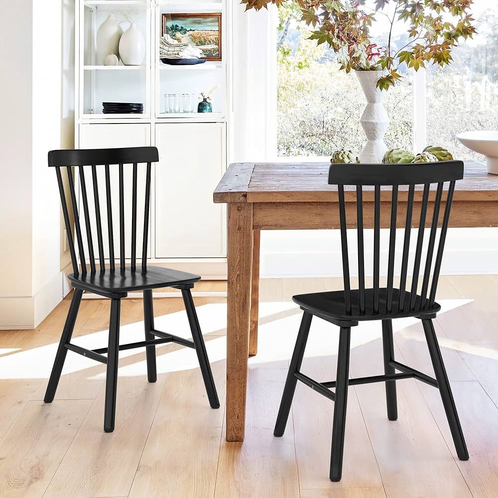 LUE BONA Dining Chairs Set of 2, Windsor Dining Chair, Spindle Back Wood Dining Chair, Kitchen Ch... | Amazon (US)