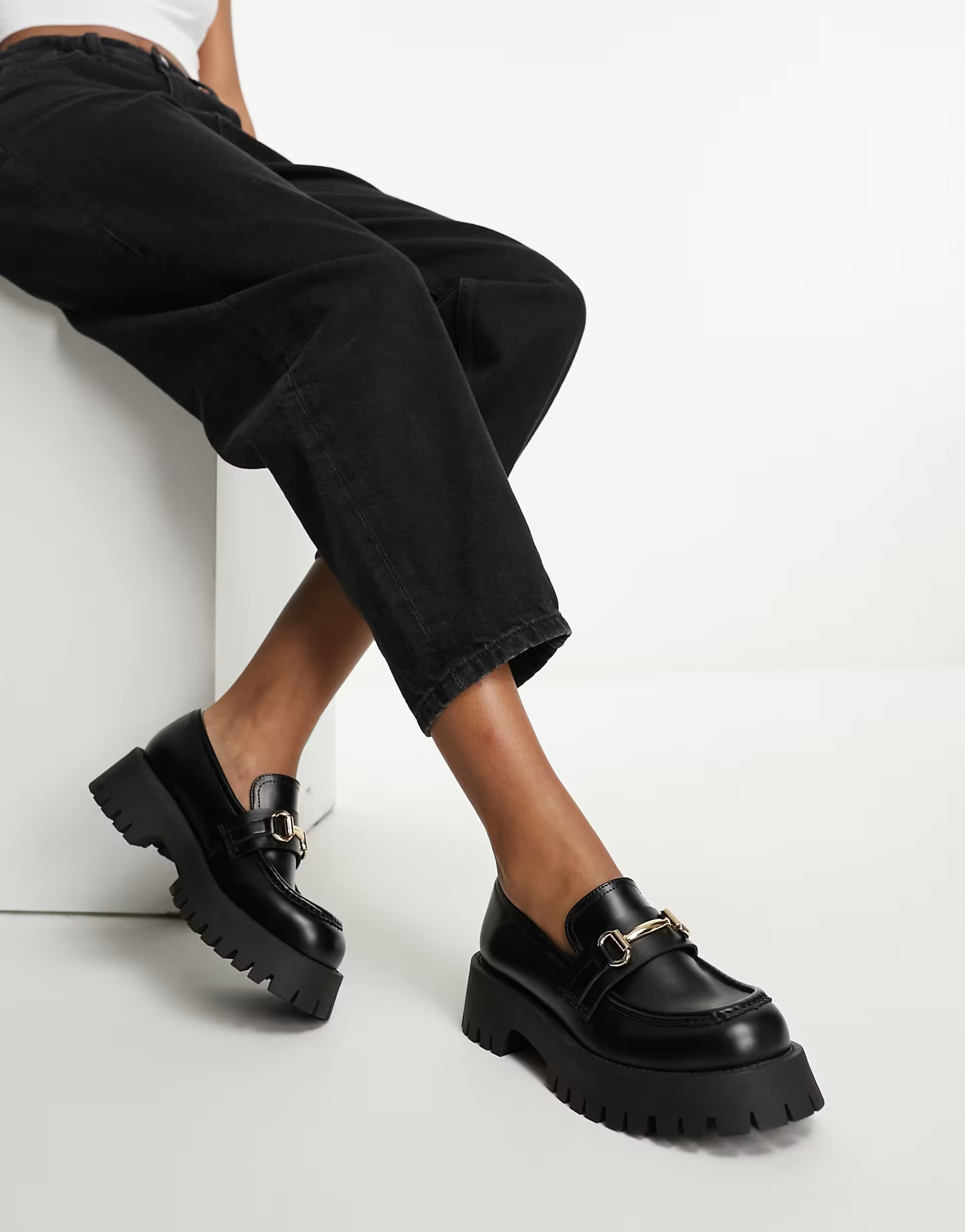 ASOS DESIGN Wide Fit – Masterpiece – Loafer in Schwarz mit dicker Sohle | ASOS | ASOS (Global)