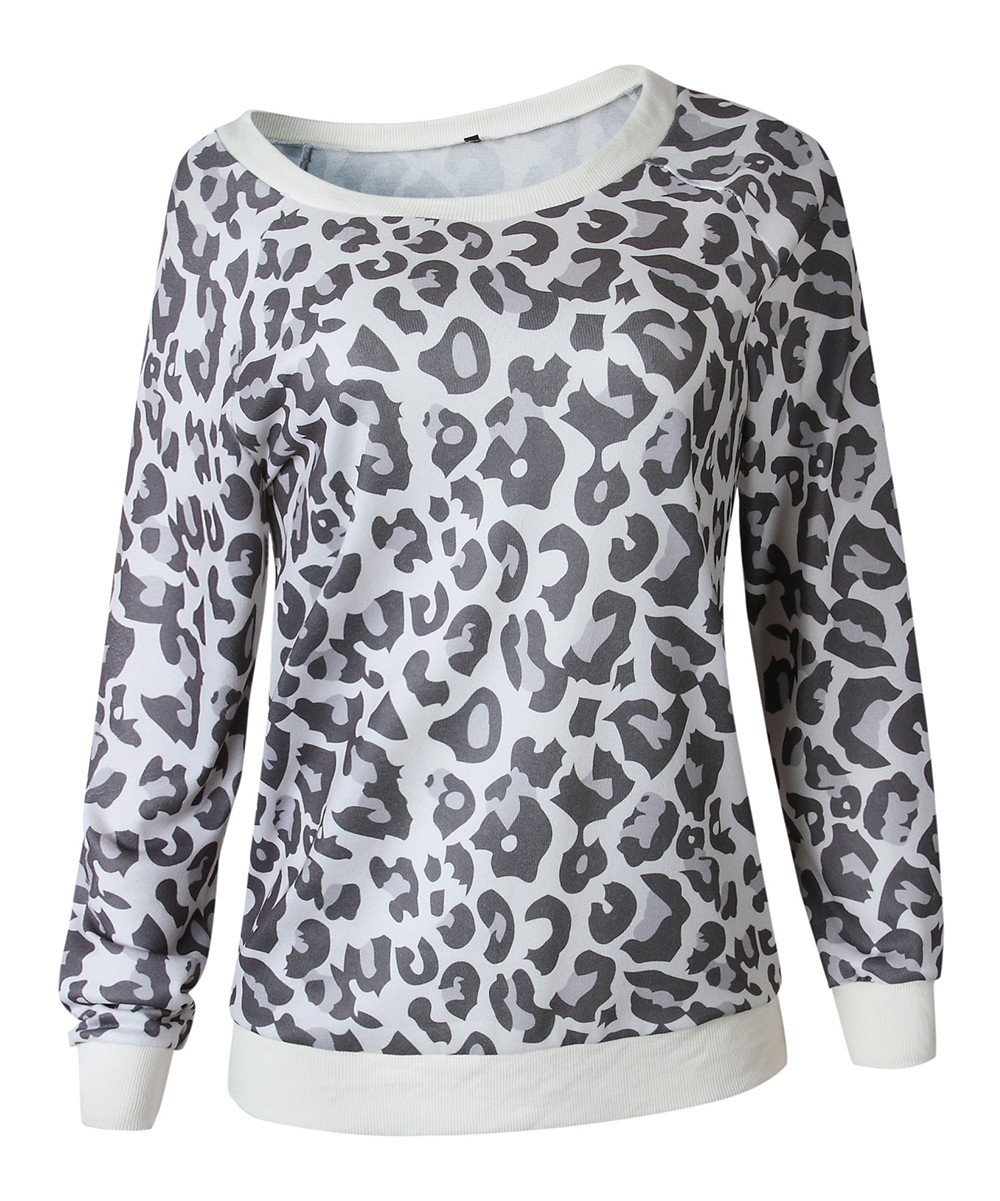 Yokodea Women's Pullover Sweaters Gray - Gray Leopard Asymmetrical Sweater - Women | Zulily