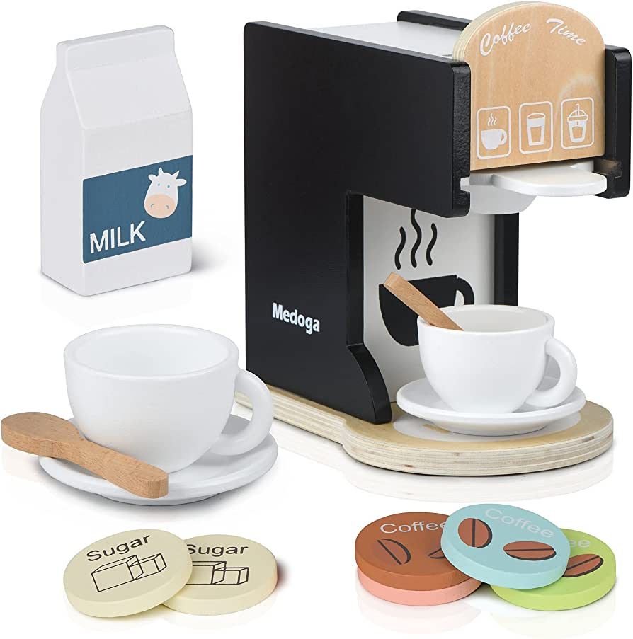 Play Kitchen Accessories Kids Wooden Coffee Maker Toy Espresso Machine Toddler Toy Kitchen Sets f... | Amazon (US)