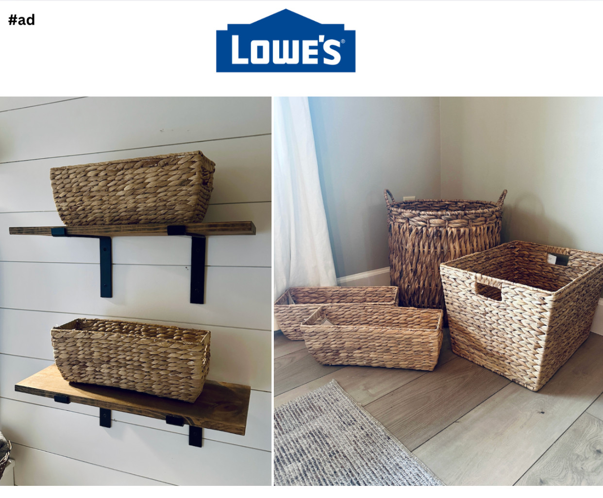 #ad My trick for adding storage in my home that is appealing to the eye….BASKETS!! Like…all the baskets!! For toys, blankets, towels, bathroom nic-nacs and more!! I don’t know what it is about the wicker but it screams warm and inviting, unlike a pile of toys in a corner that just makes me want to scream! 😅 Loving my new allen + roth water hyacinth baskets! My smaller baskets will be holding all my extra bathroom items for our new bathroom in the basement and my larger baskets will be perfect for storing towels in the bathroom for our guests! 
@loweshomeimprovement  #lowespartner @Shop.LTK #liketkit 

 