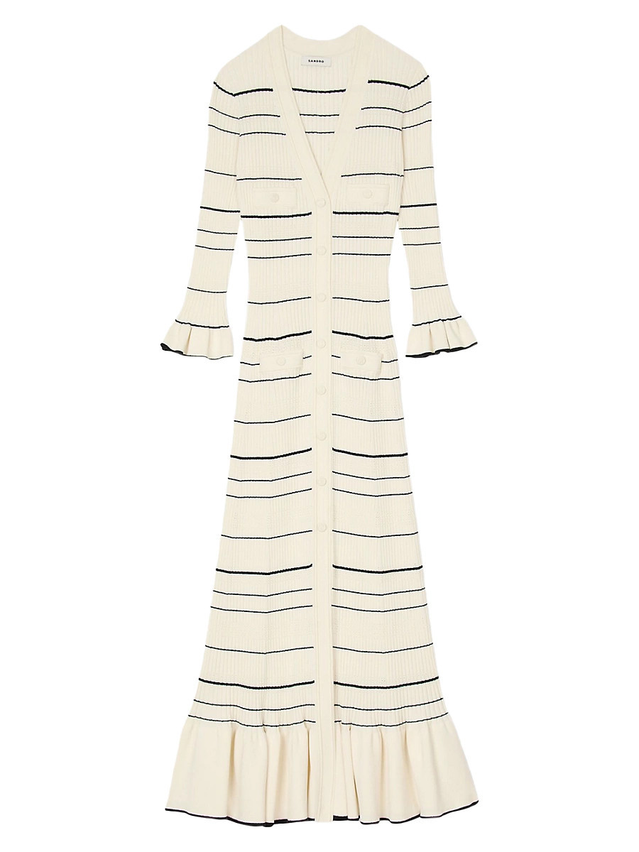 Women's Stripy Knit Midi Dress - Ecru - Size 8 | Saks Fifth Avenue