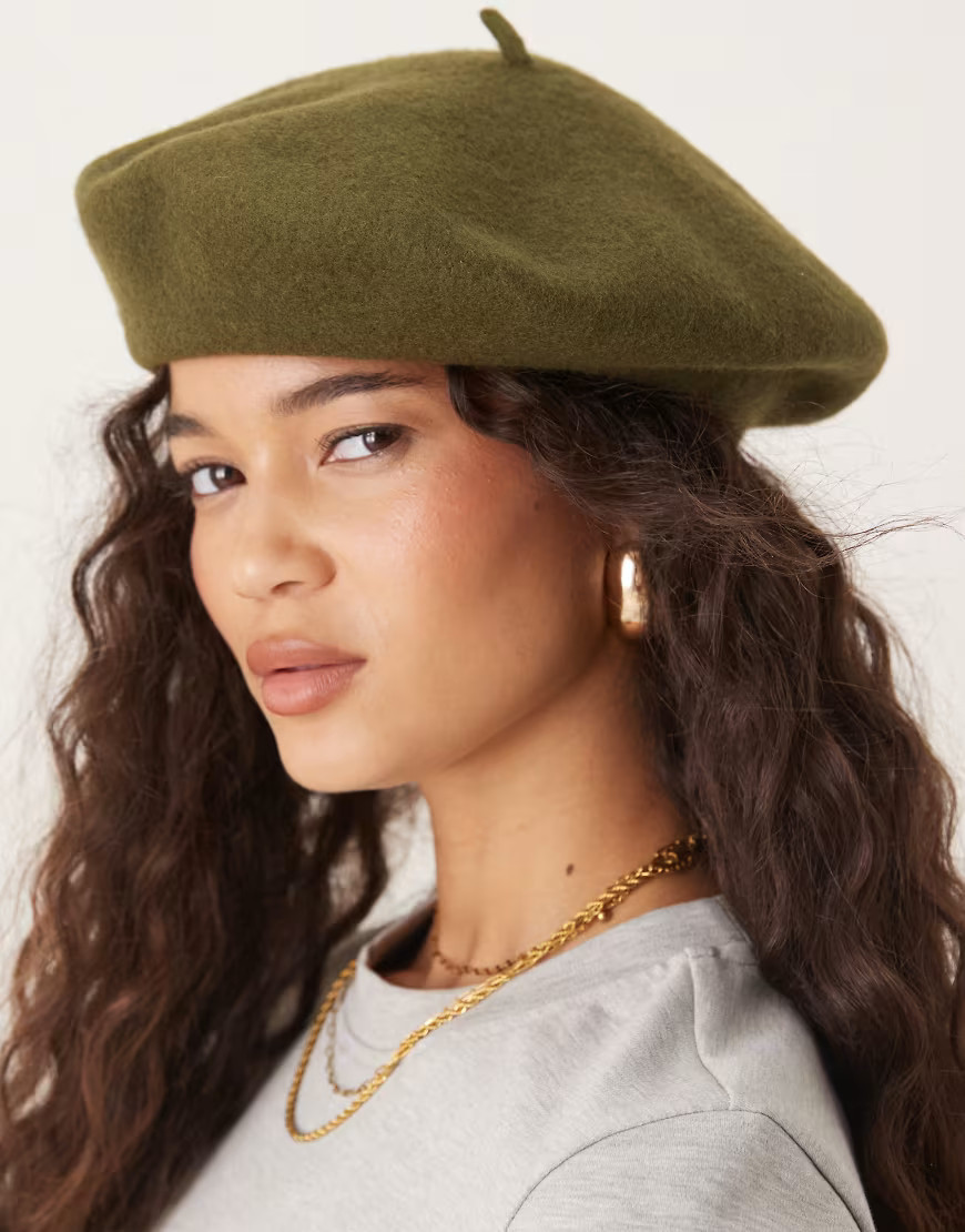My Accessories wool beret in olive green | ASOS (Global)
