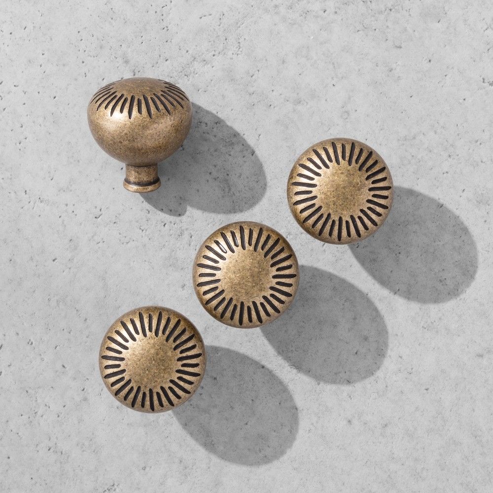 Round Knob Brass 4pk - Hearth & Hand with Magnolia | Target