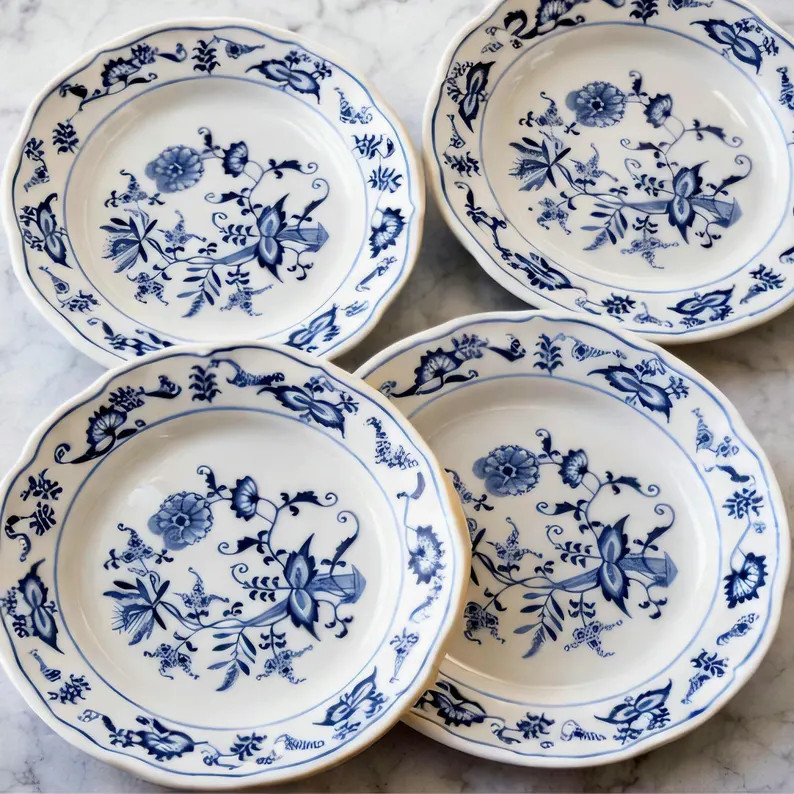 Vintage Blue Danube Blue Onion Porcelain Bread Dessert Plates Set of 6, 6.75 Inch Scalloped Rim J... | Etsy (Global)