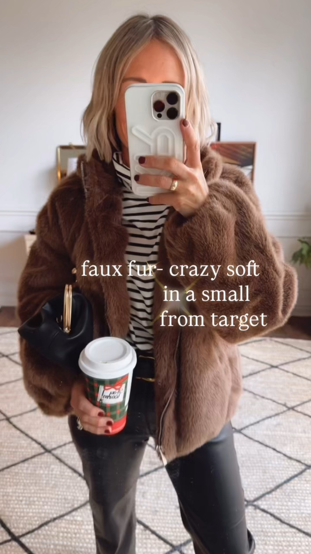 This faux fur deserves a trophy!
I sized up to a small

wearing with a stripe turtle neck and faux leather pants for a day of meetings

#LTKStyleTip #LTKOver40 #LTKFindsUnder100