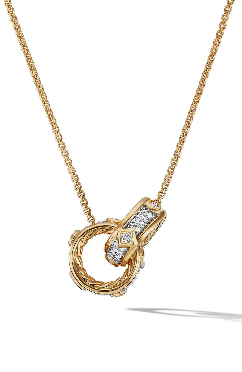 Modern Renaissance Double Pendant Necklace in 18K Yellow Gold with Full Pavé Diamonds | Nordstrom