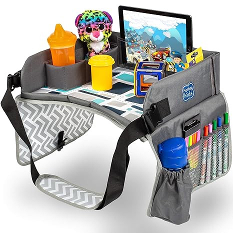 Kenley Kids Travel Tray, Toddler Car Seat Lap Tray, Road Trip Essentials Activity Table (Blue/Gra... | Amazon (US)