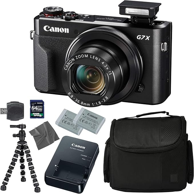 Canon PowerShot G7 X Mark II: Digital Camera + 64GB 4K 1200X SDXC Card + Pro Case + 2X NB-13L + C... | Amazon (US)