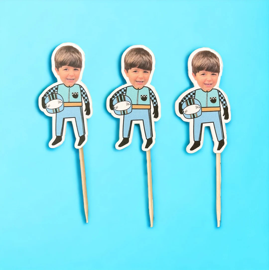 Racing Toppers | Cupcake Toppers | Photo Head | Two Fast | Birthday Toppers | Cupcake Toppers | R... | Etsy (US)
