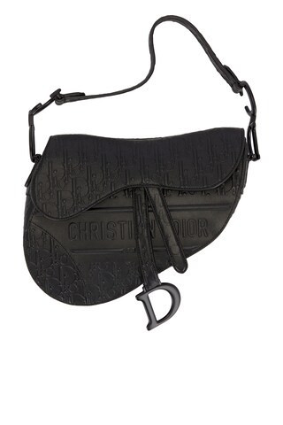 Dior Embossed Saddle Bag in Black | FWRD 
