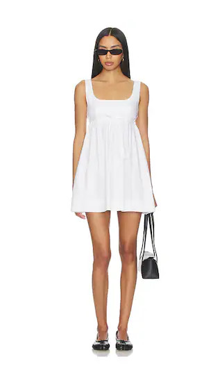 Tank Drawstring Baby Doll Dress in White Poplin dress | white vacation dress  | Revolve Clothing (Global)