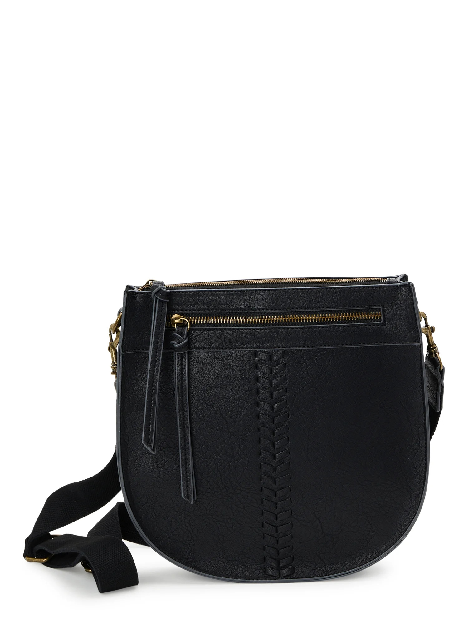 Time and Tru Women's Willow Saddlebag Crossbody, Black | Walmart (US)