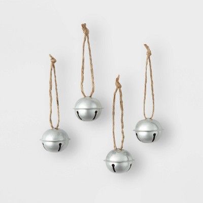 4ct Jingle Bell Christmas Ornament Set Silver - Wondershop&#8482; | Target