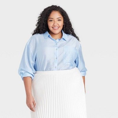 Women's Long Sleeve Button-Down Boyfriend Shirt - A New Day™ | Target