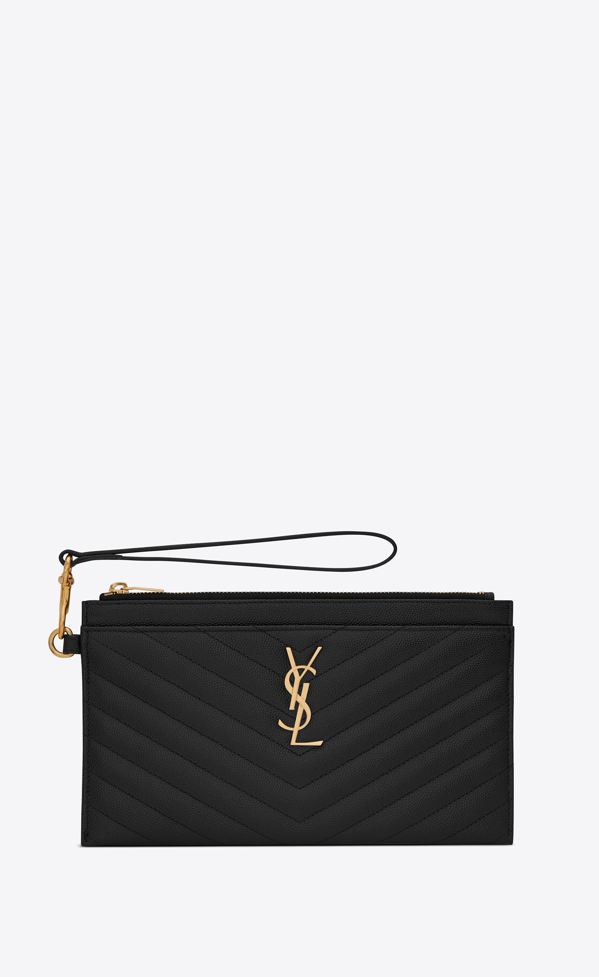 Monogram Matelassé Slg Large Monogram Bill Pouch In Grain De Poudre Embossed Leather Black Onesize | Saint Laurent Inc. (Global)