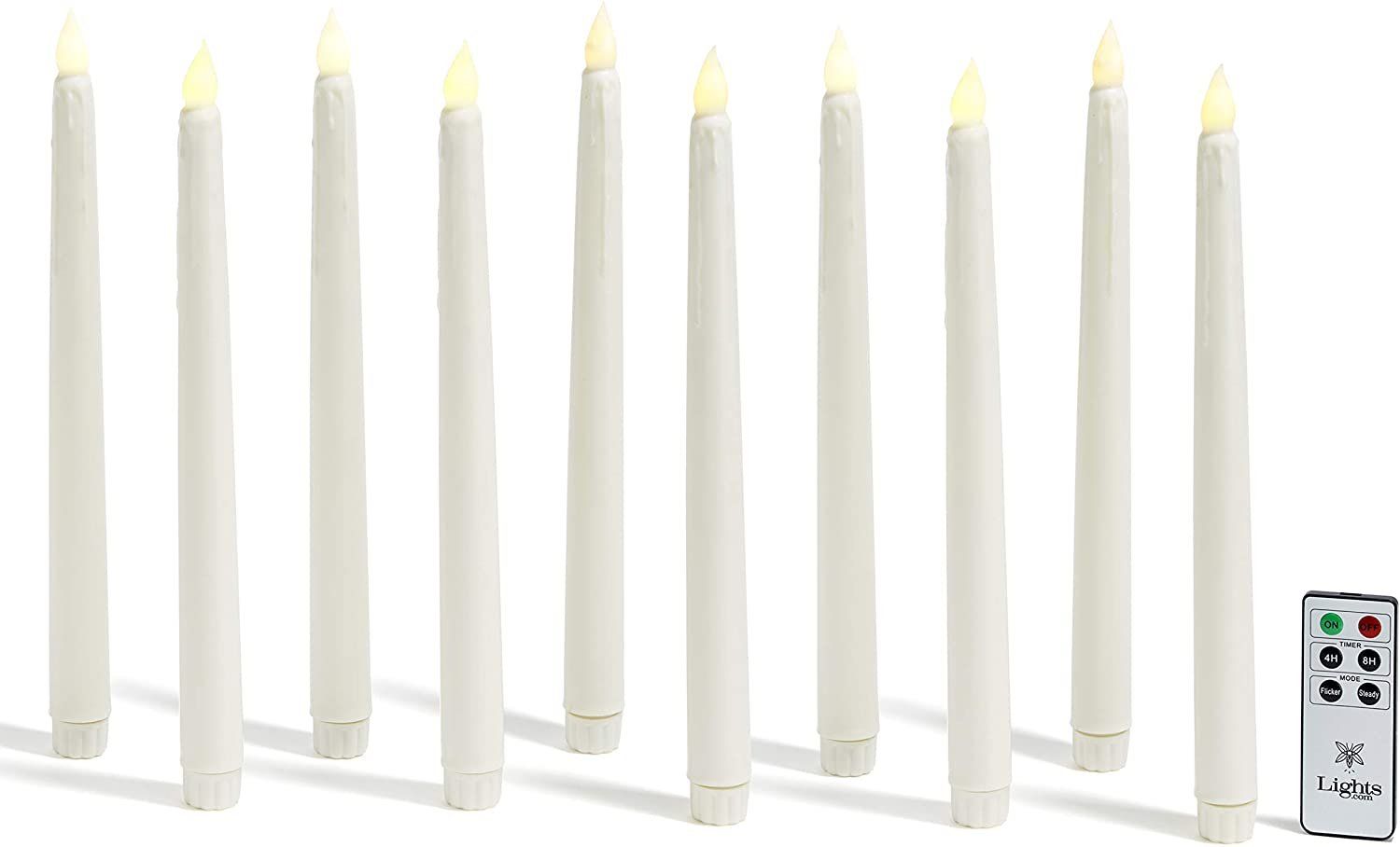 Flameless Taper Candles with Remote - 10 Inch Tall, Warm White Flickering LED Light, Ivory Wax wi... | Walmart (US)