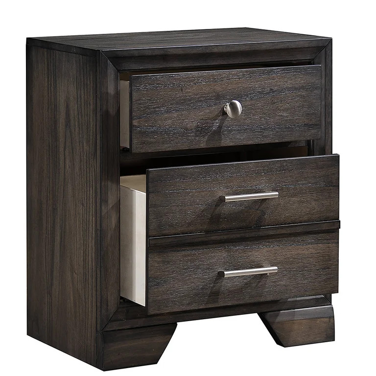 Cfowner Modern Mid Century Wood Nightstand Side Table for Bedroom, Bedside End Table with 3 Drawe... | Walmart (US)
