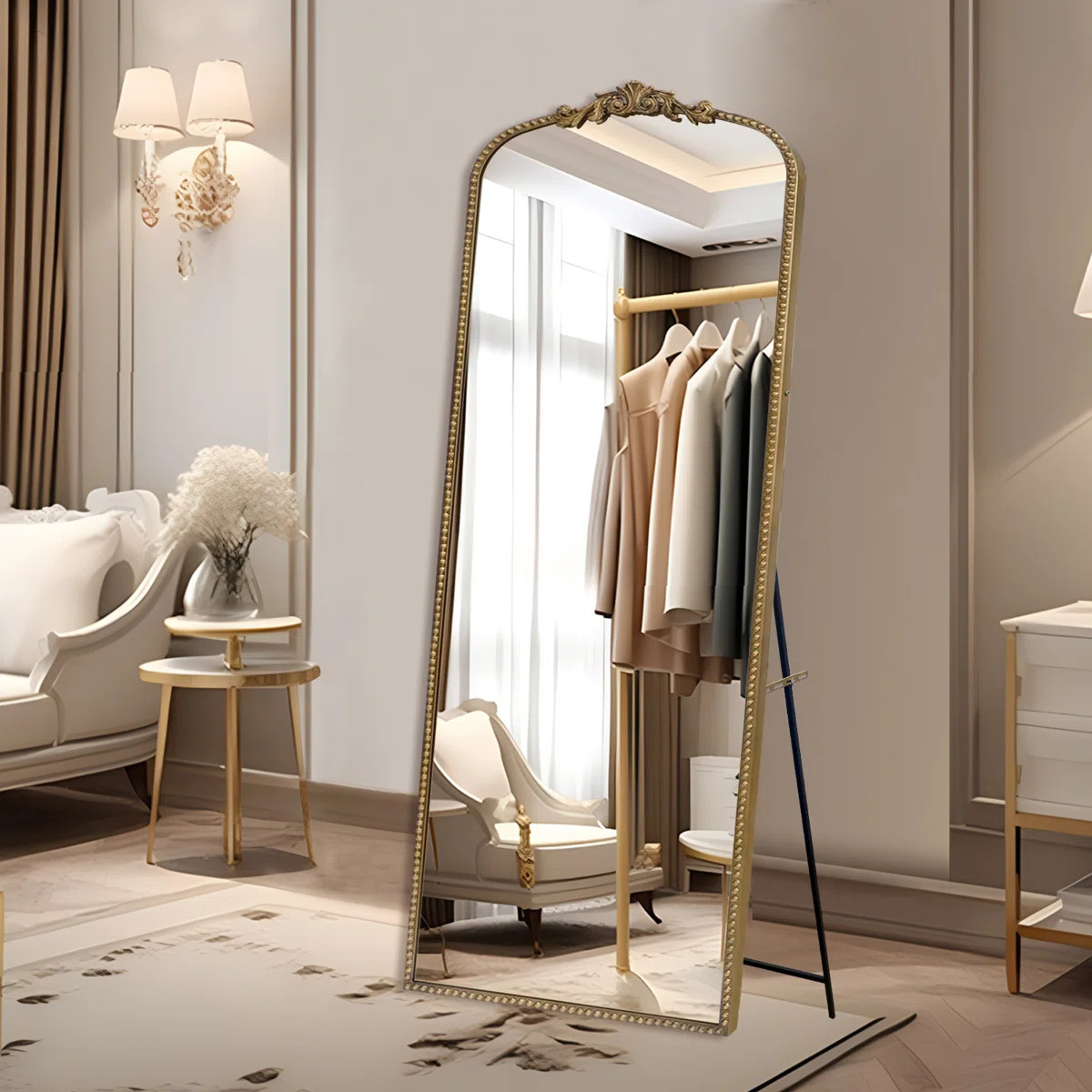 Arched Antique Ornate Vinatge Full Length Floor Mirror | Wayfair North America