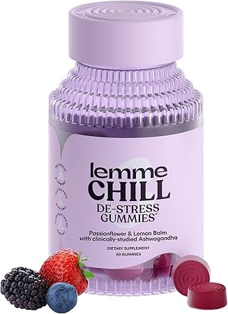 Lemme Chill Stress Relief Gummies with 300mg KSM-66 Ashwagandha, Lemon Balm, Passionflower & Goji... | Amazon (US)