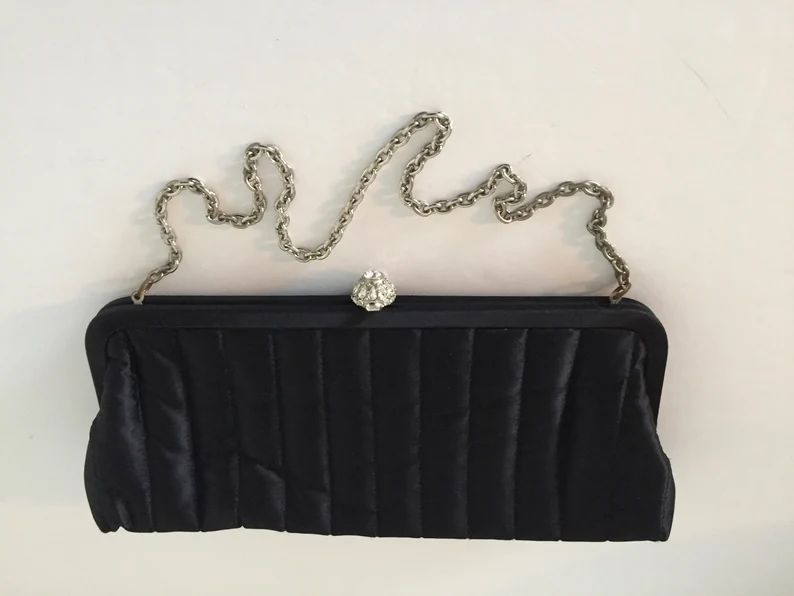 Black Satin Evening Bag, Formal Evening Bag, Shoulder Bag - Etsy | Etsy (US)