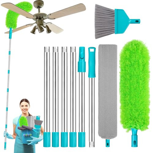 Microfiber Feather Duster 5-in-1 Kit, Dusters for Cleaning, Duster with Extension Pole 100 Inches, Cobweb Duster, Microfiber Dusters for Fans, High Ceilings, Blinds, Cars and Furniture | Amazon (US)
