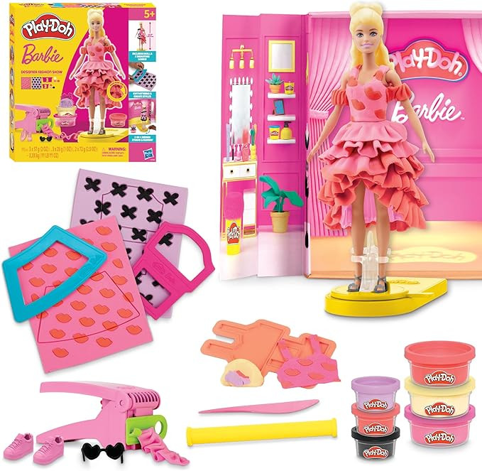 Play-Doh Barbie Designer Fashion Show Set, Make Doll Clothes with 21 Fashion Accessories & Modeli... | Amazon (US)
