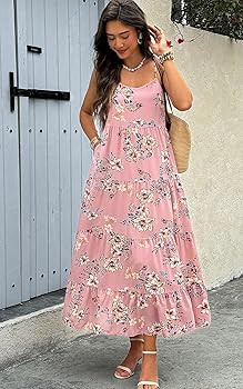 PRETTYGARDEN Women Summer Dresses 2026 Spaghetti Strap Scoop Neck Floral Maxi Dress Flowy Boho Lo... | Amazon (US)