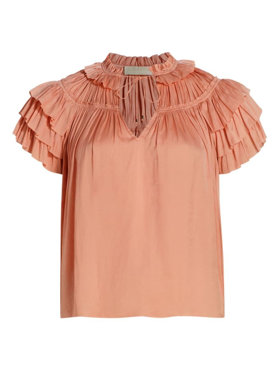 Liv Ruffled Satin Top | Saks Fifth Avenue