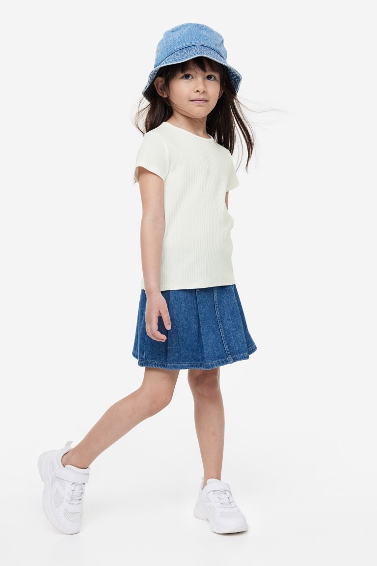 Ribbed Cotton Top - White - Kids | H&M US | H&M (US + CA)