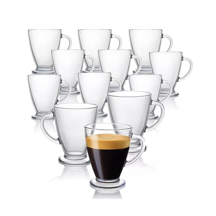 JoyJolt Declan Coffee Mug Glass - Set of 12 Clear Glass Coffee Cups with Handles - 16 oz | Target