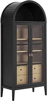 Modway Nolan Modern Farmhouse 71" Tall Arched Storage Display Cabinet in Black Oak Wood Grain | Amazon (US)