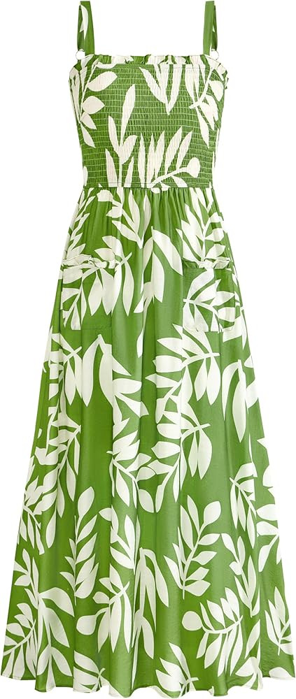 PRETTYGARDEN Womens Summer Dresses 2025 Casual Spaghetti Strap Ruffle Smocked Flowy Floral Print ... | Amazon (US)