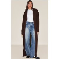 Chocolate Maxi Style Knitted Cardigan | PrettyLittleThing UK