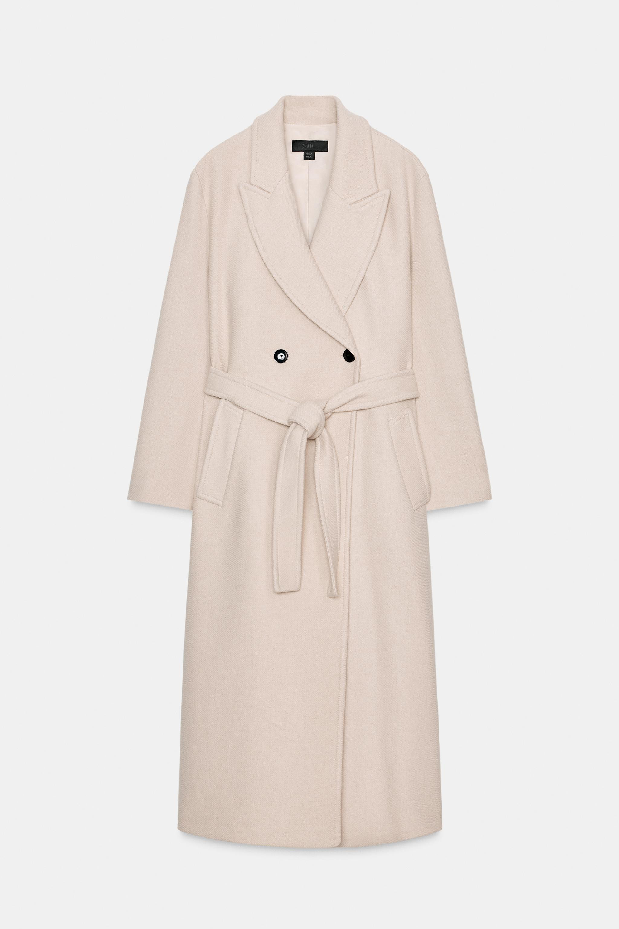 LONG WOOL COAT WITH BELT | Zara US
