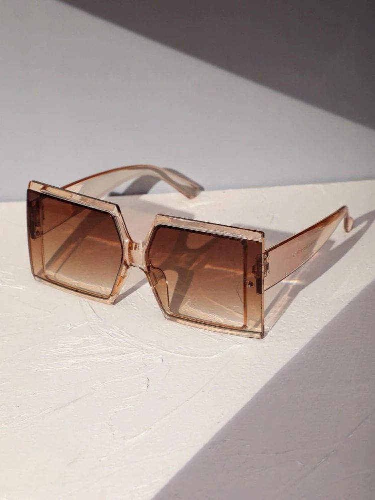 Ombre Lens Square Frame Fashion Glasses | SHEIN