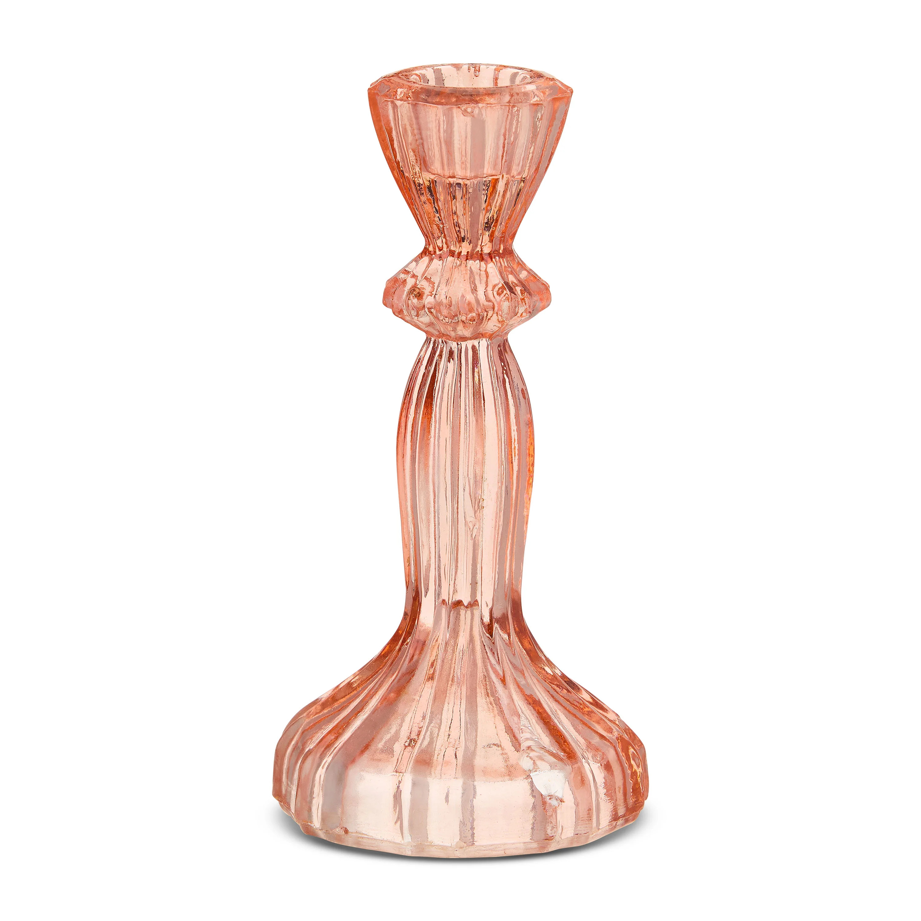 Bridgerton Translucent Glass Decorative, Tabletop, Taper Candle Holder, Coral | Walmart (US)