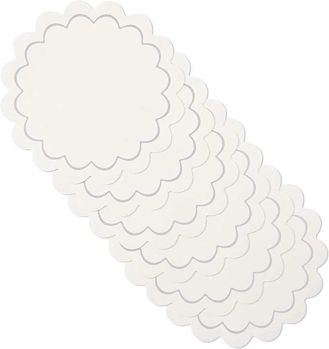 kate spade new york Scallop Edge Round Reversible Placemats 6-Pack Set, Imitation Leather with Me... | Amazon (US)